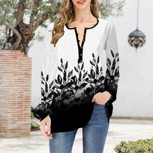 Laden Sie das Bild in den Galerie-Viewer, Übergroßes T-Shirt mit offenem Kragen und Rüschenärmeln