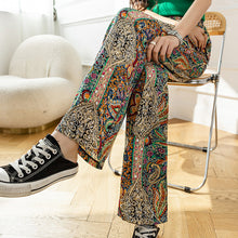 Laden Sie das Bild in den Galerie-Viewer, Bedruckte Hose mit weitem Bein für Damen