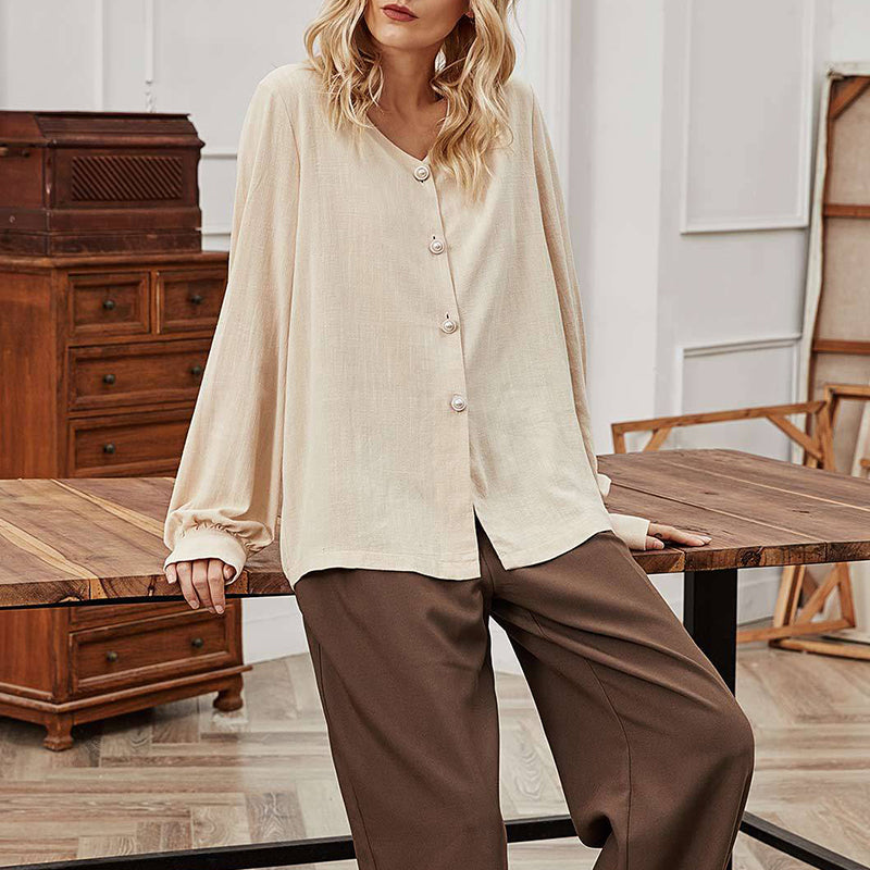 Einreihiges Lockeres Damenhemd