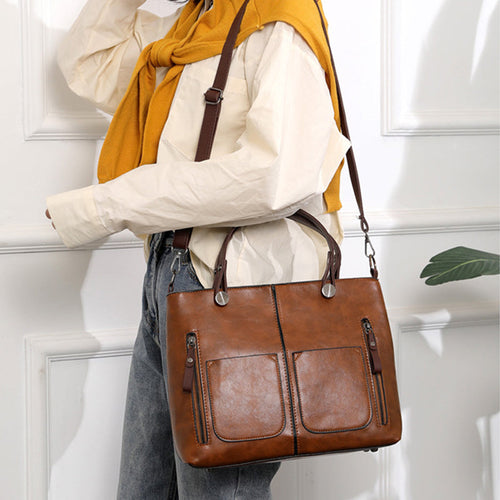 Damen Vintage Leder Umhängetasche