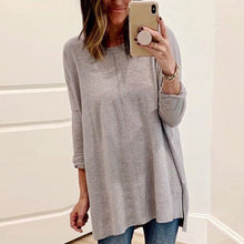 Laden Sie das Bild in den Galerie-Viewer, Langärmeliges T-Shirt mit Rundhalsausschnitt