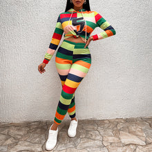 Laden Sie das Bild in den Galerie-Viewer, Lässig Gestreiftes 2-Teiliges Set