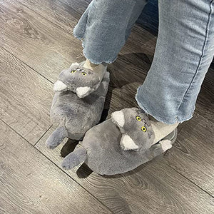 Plüsch-Katzenhausschuhe für Damen