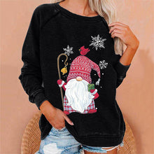 Laden Sie das Bild in den Galerie-Viewer, Lockeres Sweatshirt mit Weihnachtsmann-Schneeflockendruck
