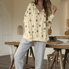 Laden Sie das Bild in den Galerie-Viewer, Damen T-Shirt mit Reißverschluss und Sterndruck