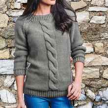 Laden Sie das Bild in den Galerie-Viewer, Damen Strickpullover mit Rundhalsausschnitt
