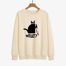 Laden Sie das Bild in den Galerie-Viewer, Lustiges T-Shirt mit schwarzem Katzendruck