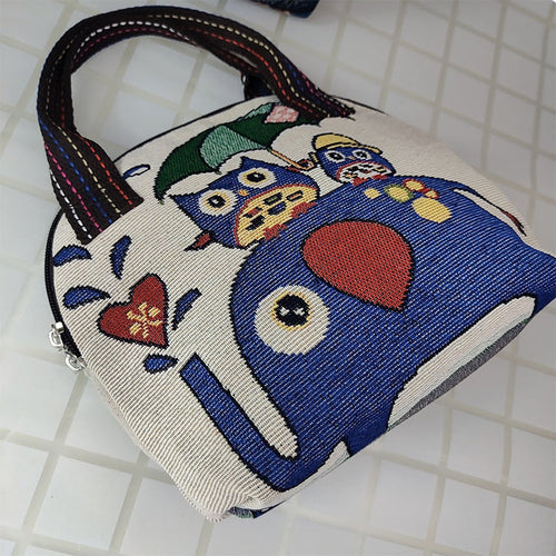 Bestickte Tasche aus Muschelsegeltuch