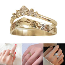 Laden Sie das Bild in den Galerie-Viewer, Einfacher V-förmiger Diamantgirlandenring