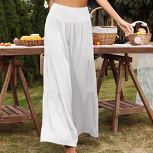 Laden Sie das Bild in den Galerie-Viewer, Sommerhose mit weitem Bein aus Baumwolle und Leinen