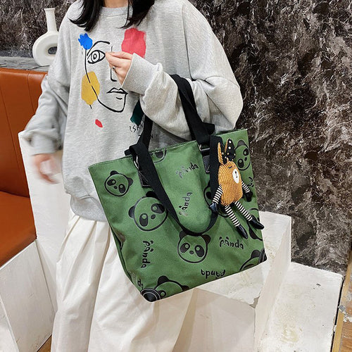 Süße Panda Segeltuch Tragetasche mit großem Fassungsvermögen