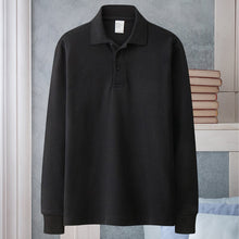Laden Sie das Bild in den Galerie-Viewer, Einfarbiges langärmliges Poloshirt mit Revers für Herren