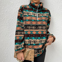 Laden Sie das Bild in den Galerie-Viewer, Lässiges Bedrucktes Sweatshirt mit Stehkragen