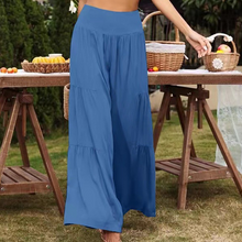 Laden Sie das Bild in den Galerie-Viewer, Sommerhose mit weitem Bein aus Baumwolle und Leinen