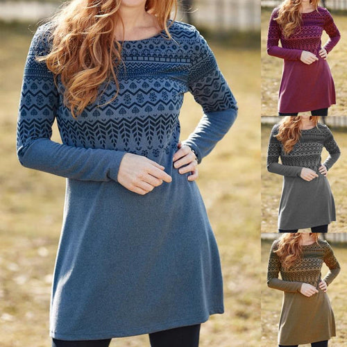 Langärmliges Kleid im ethnischen Stil