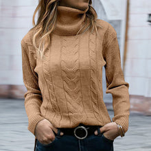 Laden Sie das Bild in den Galerie-Viewer, Einfarbiger Strickpullover mit Revers für Damen