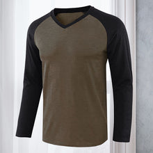 Laden Sie das Bild in den Galerie-Viewer, Langärmliges Fitness-T-Shirt mit V-Ausschnitt und Farbkontrast