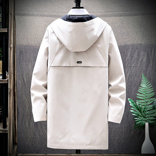 Mittellanger Trenchcoat mit Kapuze