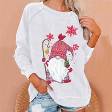 Laden Sie das Bild in den Galerie-Viewer, Lockeres Sweatshirt mit Weihnachtsmann-Schneeflockendruck