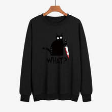 Laden Sie das Bild in den Galerie-Viewer, Lustiges T-Shirt mit schwarzem Katzendruck