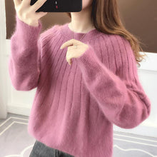Laden Sie das Bild in den Galerie-Viewer, Einfarbiger Weicher Pullover mit Rundhalsausschnitt