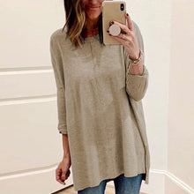 Laden Sie das Bild in den Galerie-Viewer, Langärmeliges T-Shirt mit Rundhalsausschnitt