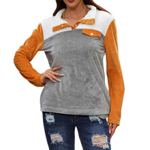 Laden Sie das Bild in den Galerie-Viewer, Mehrfarbiger Langärmeliger Kapuzenpullover mit Rundhalsausschnitt für Damen