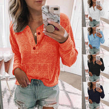 Laden Sie das Bild in den Galerie-Viewer, Geripptes Einfarbiges T-Shirt mit Knöpfen