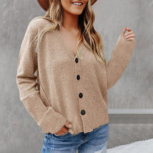 Laden Sie das Bild in den Galerie-Viewer, Damen Einfarbige Strickjacke mit Knöpfen