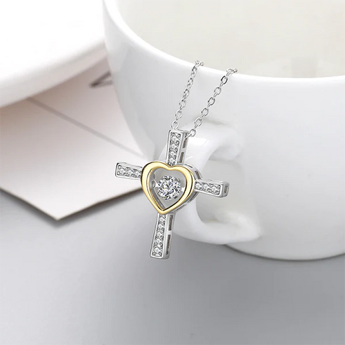 Zu meinem Seelenverwandten Kreuz und Herz Halskette
