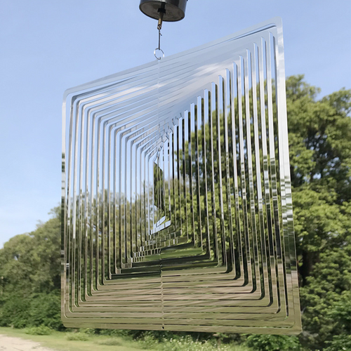3D dreidimensionales quadratisches rotierendes Windspiel aus Edelstahl