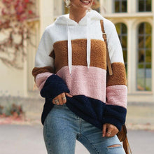 Laden Sie das Bild in den Galerie-Viewer, Kontrastfarbenes Kapuzen-Sweatshirt mit Kordelzug