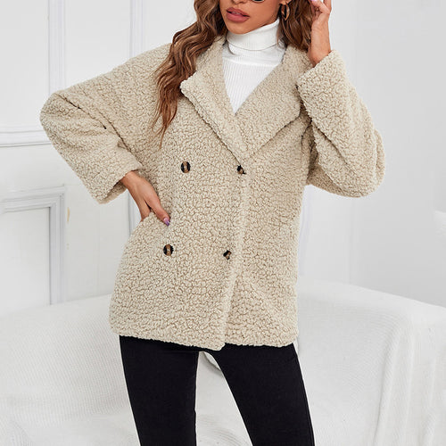 Damen Sherpa Jacke Leger Revers Fleece