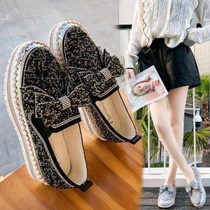 Vorverkauf >>> Lässige Plateauschuhe mit Strass
