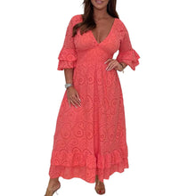 Laden Sie das Bild in den Galerie-Viewer, V-Ausschnitt Kleid mit hoher Taille