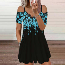 Laden Sie das Bild in den Galerie-Viewer, Stilvolles Sexy Schulterfreies Kleid Mit V-Ausschnitt Und Blumenmuster