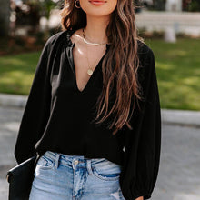 Laden Sie das Bild in den Galerie-Viewer, Lässige Bequeme Bluse mit V-Ausschnitt