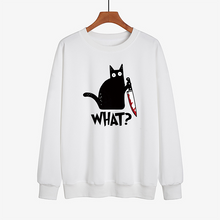 Laden Sie das Bild in den Galerie-Viewer, Lustiges T-Shirt mit schwarzem Katzendruck