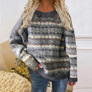 Weihnachten Gestreifter Strickpullover