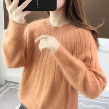 Laden Sie das Bild in den Galerie-Viewer, Einfarbiger Weicher Pullover mit Rundhalsausschnitt