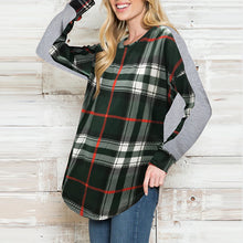 Laden Sie das Bild in den Galerie-Viewer, Rundhals-Langarm-Karo-Sweatshirt