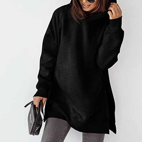 Langarm-Fleece-Sweatshirt mit Kapuze für Damen