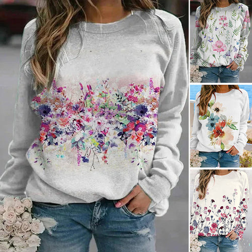 Rundhals-Sweatshirt mit Blumenmuster