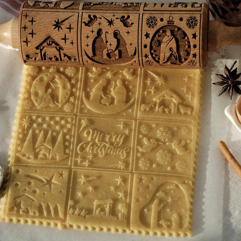 Nudelholz mit Christusmotiv