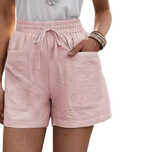 Laden Sie das Bild in den Galerie-Viewer, Sommer Damen lässige lockere Leinenshorts