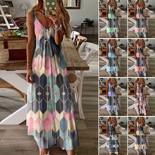 Laden Sie das Bild in den Galerie-Viewer, Sommerliches Lässig Bedrucktes Langes Kleid
