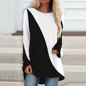 Langärmeliges Buntes T-Shirt mit Rundhalsausschnitt