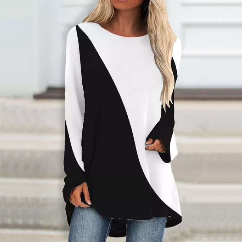 Langärmeliges Buntes T-Shirt mit Rundhalsausschnitt