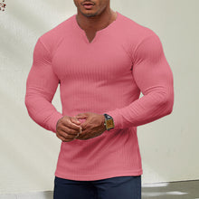 Laden Sie das Bild in den Galerie-Viewer, Einfarbiges Shirt mit V-Ausschnitt für Herren