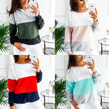 Laden Sie das Bild in den Galerie-Viewer, Damen Herbst Casual Kontrastfarbe Patchwork Kapuzenpullover